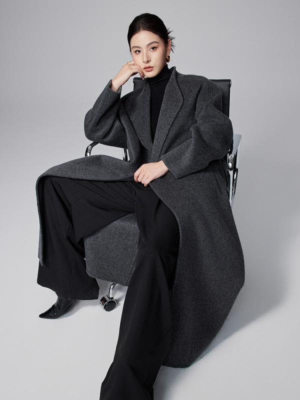秋冬 レディース ロングコート 羊毛 両面 カシミア ベルト付き ゆったり風 加長款 暖かみ 高級感 軽量 吸湿速乾 通勤 通学 アウトドア 部屋着