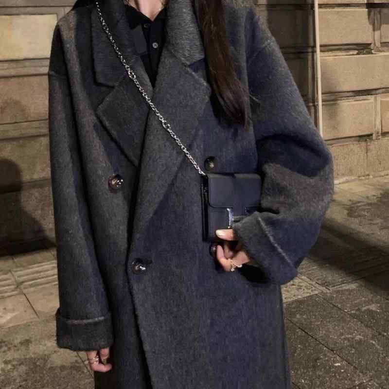 厚地の外套 レディース 薄墨色 絨毛 カシミヤ 飛び切り感 小っちゃい向け 烏兎 羊毛 アウター 当たること冷感 軽さ 吸湿速乾 通い 通学 御部屋着