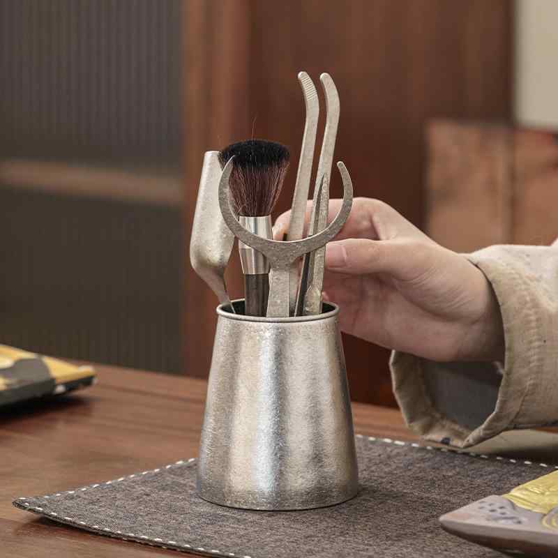 茶道セット 純チタン 結晶加工 六君子 泡茶ツール チタン茶挟み 茶針 茶刷 茶匙 茶具アクセサリー 軽量 耐腐食 衛生 アレルギーフリー 無毒 健康志向 安全素材｜くらしのセロネ
