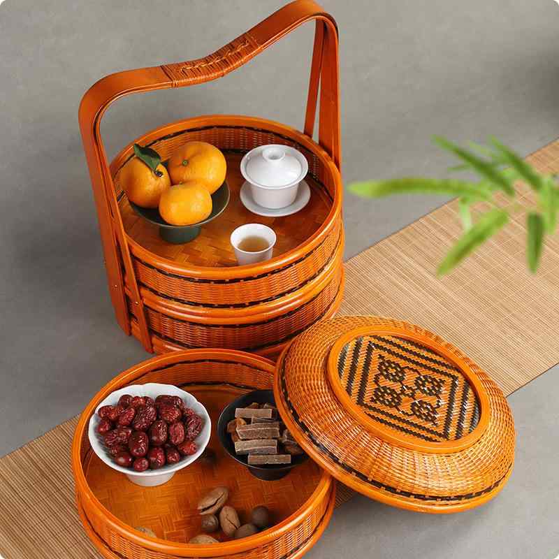 竹籠 家庭用 収納 レトロ 食器入れ ピクニック 月餅 古代風 結婚式 ギフト 手提げ 竹製 手持ち 弁当箱 風情ある 日常使い 多用途 インテリア雑貨 ナチュラル素材 シンプルデザイン 7,573円
