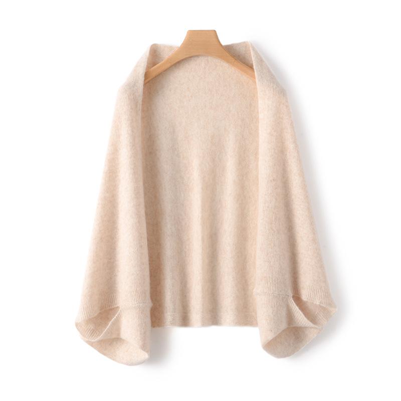 レディース 秋冬 ポンチョ カーディガン ゆったり ニット 羊毛 カシミヤ 開き アウター 単色 暖か 軽量 再生繊維 接触冷感 通勤 通学 部屋着