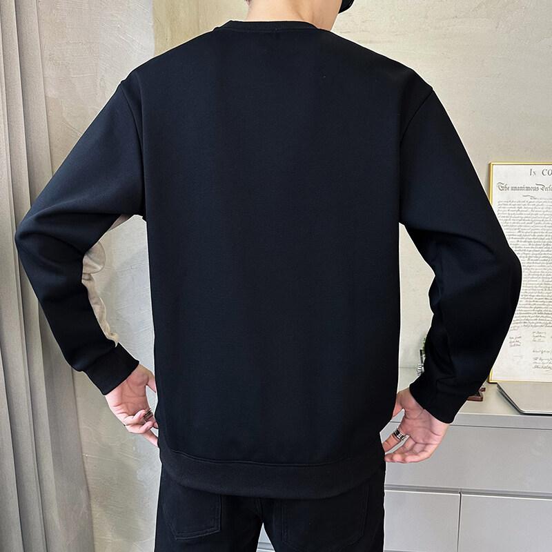 スウェット メンズ 春秋 切り替え ツートンカラー スタイリッシュ カジュアル レイヤード トップス ファッション ストリート ウェア 軽量 吸湿速乾 コットン 混 紡績 ブラック グレー ネイビー