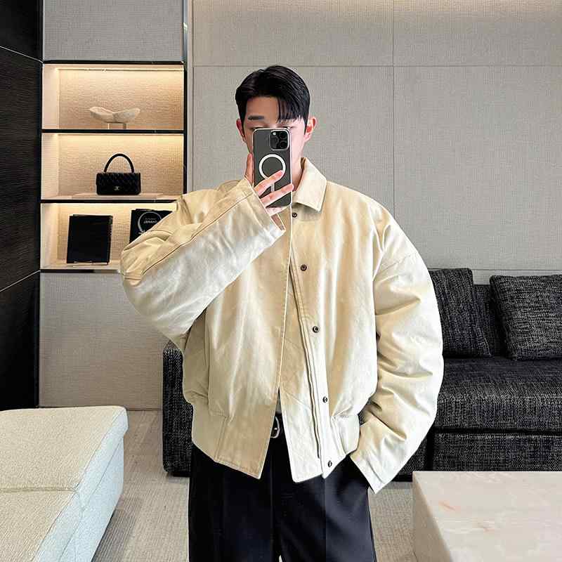 秋冬 コート ジャケット 男女兼用 韓国風 レトロ シンプル ショート丈 綿入れ アウター コットン 防寒 カジュアル ストリート 日常 外出 暖か 厚手 ファッション