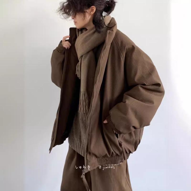 コート 男女兼用 秋冬 レトロ 厚手 スタンドカラー シンプル ゆったり パファージャケット ユニセックス ワーク コットン 外套