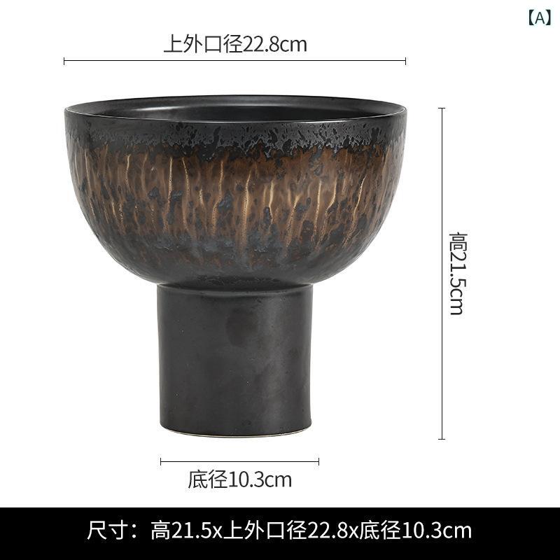 陶器 果物皿 玄関用 インテリア 黒 窯変釉 高級感 手作り セラミック 別荘 会所 飾り皿 置物 食器 テーブルウェア モダン デザイン 質感 滑らかな 釉薬 伝統工芸 工房産 耐久性 日常使い ギフト コレクション 東洋風 芸術品 ディスプレイ