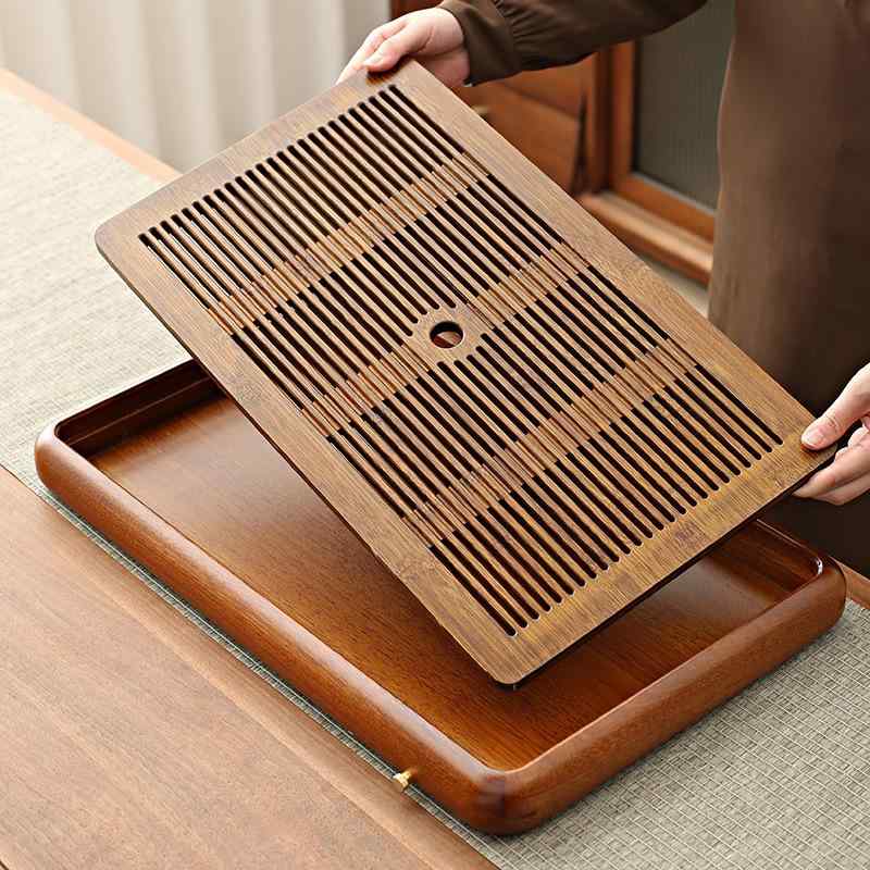 茶盤 身寄り用 小型 飛び切り感 楠竹 花梨木 組みあわせ 乾泡茶台 貯水式 茶海 托盤