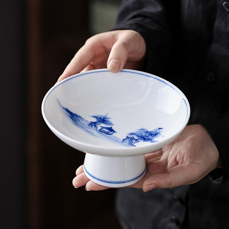 トレイ フルーツプレート デザート皿 点心盤 手描き竹林茶室デザイン 大型 リビング茶卓用 高級感 アフタヌーンティー ドライフルーツ皿