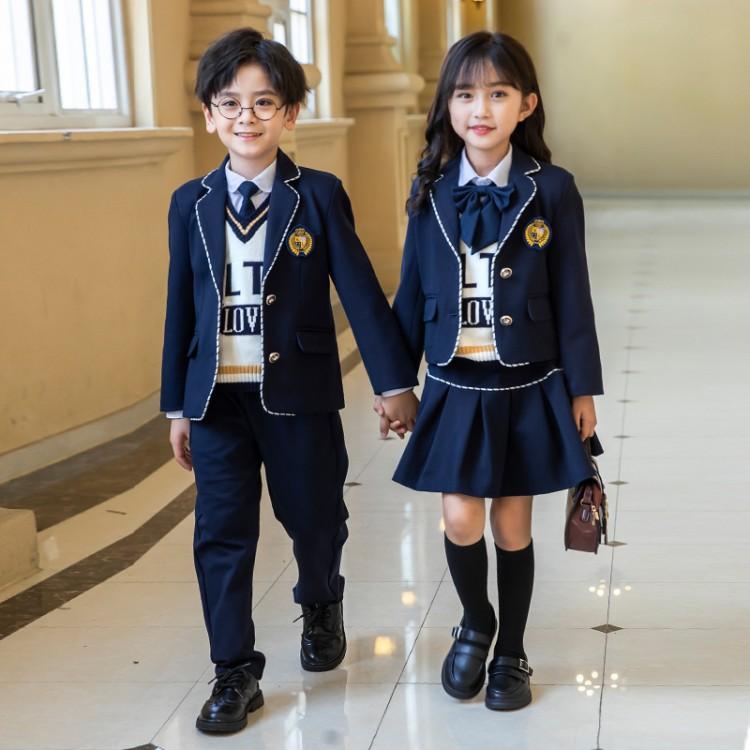 校服 男女兼用 キッズ 小学生 幼稚園 歳月秋冬 西装書き割り 翰林院風 連合王国表現スタイル 通学用 ユニフォーム ちびっ子服 セットアップ フォーマルウェア