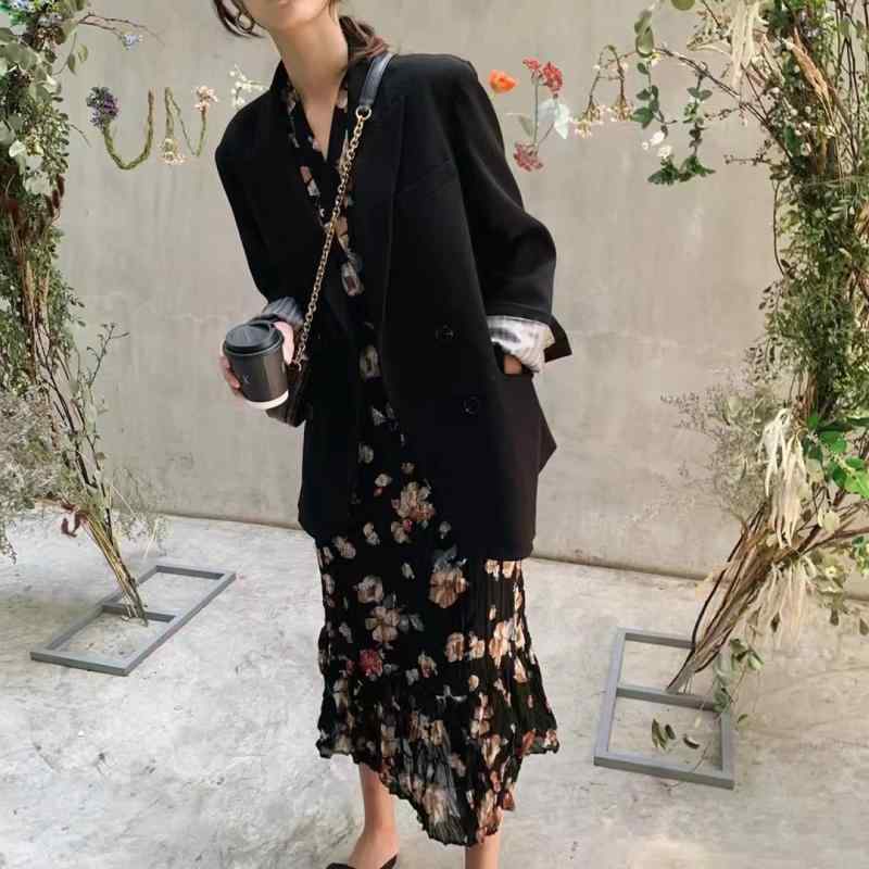 レディース 衣装 ロング丈 Vのど首 花柄 レトロ フレンチ表現スタイル 自然的 雅びやか 好いたらしいめ 成年者好いたらしい 心地よい 体型押しかぶせる 春 秋