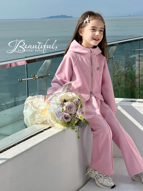 女児 春夏 無地 カジュアル スポーツ フード付き ジャケット パンツ セット ファッション トップス ボトムス 組み合わせ 遊び着 通学 軽量 吸湿速乾 コットン 素材 ピンク ブラック グレー カラーバリエーション