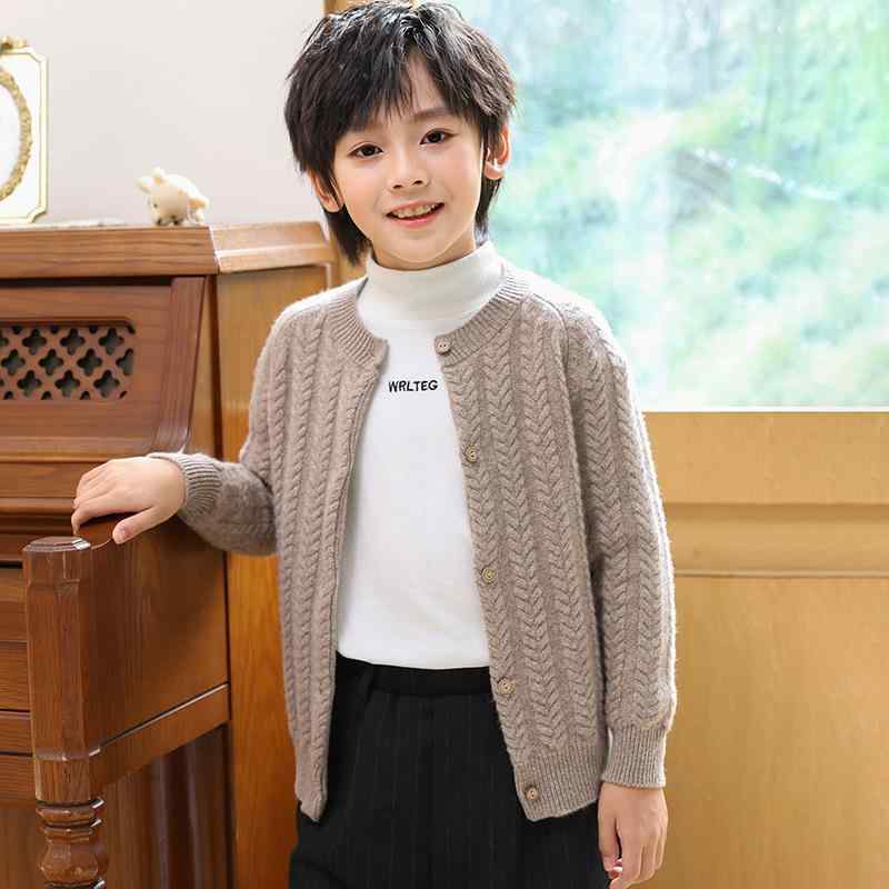 キッズ 御坊っちゃんうしろ帯 絨毛 朦々たる ラウンド素っ首 編み物スウェーター ティーシャツ ベースレイヤー アウター トップス 肌付き 生あたたかい もの柔らか 秋冬 通学 御部屋着