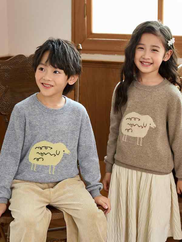 秋冬 キッズ 男女兼用 100%毛糸 編み物スウェーター ティーシャツ 御前上等感 生あたたかいベースレイヤー ホンブルグ帽原料品 日常使い走り 室内着 花の冠yd