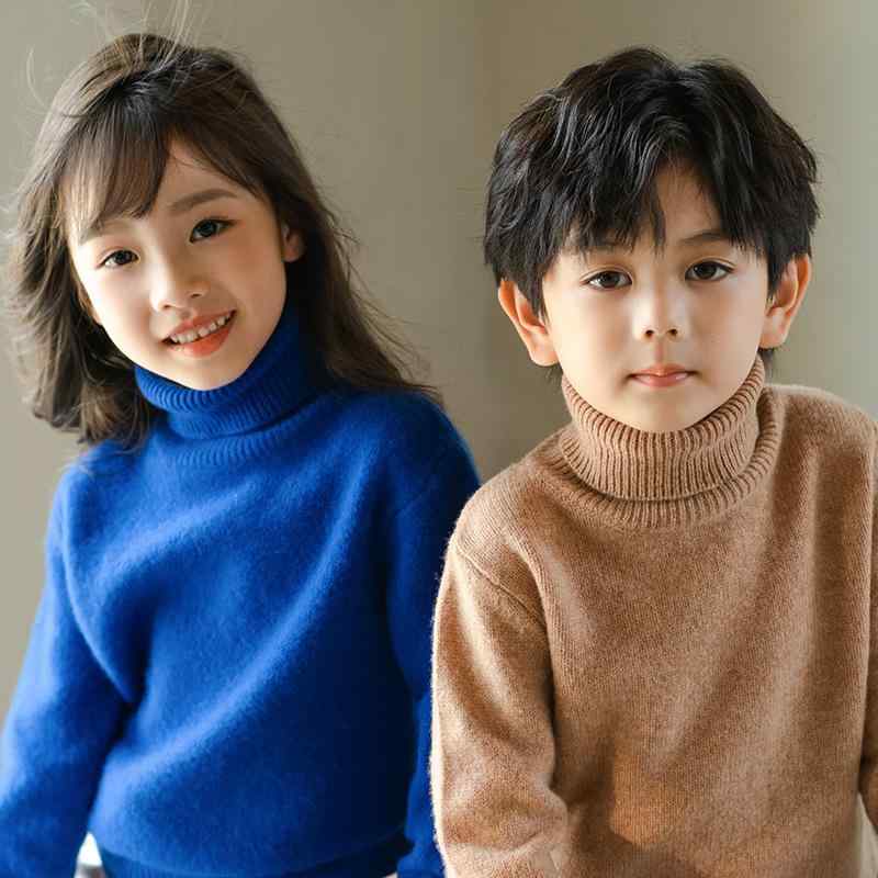 秋冬 キッズ 羊毛 編み物スウェーター ハイネック ティーシャツ 男女兼用 天鵝絨 生あたたかい 通気性 好いたらしい もの柔らか 軽さ 日常使い走り 授業時間 通学 お部屋着 インドア アウトドア 生まれ変わり衣料繊維 吸湿速乾 御前上等感
