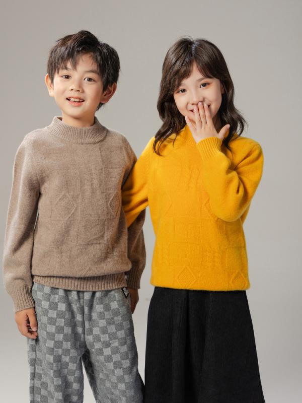 編み物 キッズ 男女兼用 朦朦たる 二分の一ハイネック 純絨毛 ティーシャツ ベースレイヤー 分かりやすい もの言う花 中大小わっぱ はだ着ティーシャツ