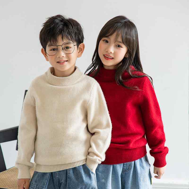 秋冬 キッズ 編み物プルオーバー 二分の一タートルネック 男女兼用 朦々たる 羊毛 カシミール 下着類 ベースレイヤー 情の籠もった ちびっ子服 トップス 中大童 もの言う花 絨毛混 もの柔らか 着心地 日常使い走り 通学 お座敷着
