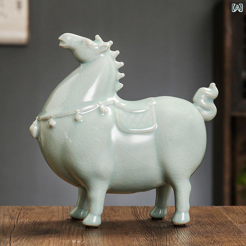 置物 陶器製 唐馬 モチーフ インテリア デコレーション ホーム リビング オフィス デスク 工芸品 クリエイティブ デザイン 家庭用 飾り ?件 7,570円
