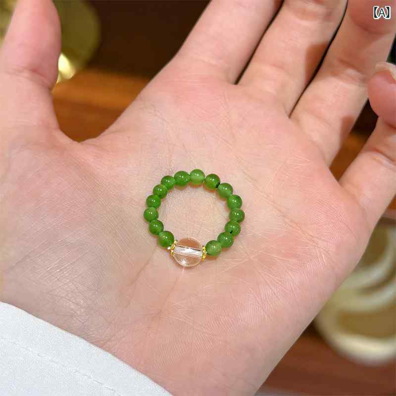 指輪 レディース 翡翠 白水晶 925シルバー レトロ シンプル デザイン 高級感 天然石 宝石 アクセサリー ファッション ユニーク 個性的 スタイリッシュ 洗練 エレガント 5,235円