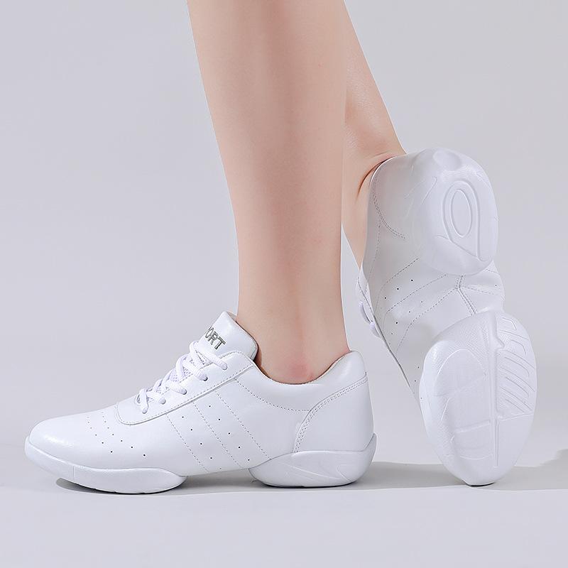 エアロビクスシューズ 男女兼用 キッズ ホワイト 競技用 トレーニング チアダンス 広場ダンス ジャズダンス 健美操 試合用 軽量 柔軟 室内用 通学 ダンス練習 ラテン ヒップホップ フラダンス ステップ