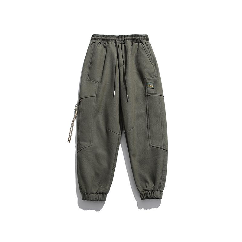 パンツ メンズ 秋冬 レトロ ワイド ハーレム ワーク 大ポケット フリース 裾絞り ロングパンツ ゆったり 暖か 通勤 通学 アウトドア 軽量 吸湿速乾 綿混 グレー系 ブラック