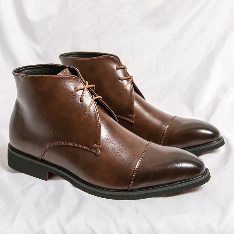 メンズ ハイカット 尖頭 ブーツ 秋冬 ビジネス 正装 英倫 ファッション レザー レースアップ 大きめサイズ 通勤 革靴 ドレスシューズ フォーマル シューズ メンズシューズ 秋冬靴 ハイエンド スタイリッシュ ビジネスシューズ