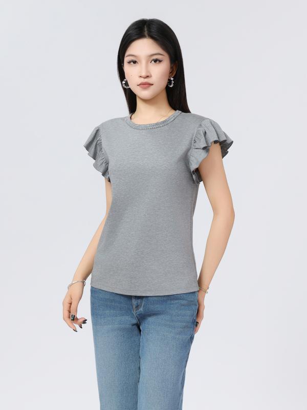 レディース Tシャツ 半袖 無地 トップス 上品 きれいめ カジュアル 高見え 大人可愛い 着回し 万能 ベーシック シンプル デイリー 春夏 夏服(x2)|くらしのセロネ