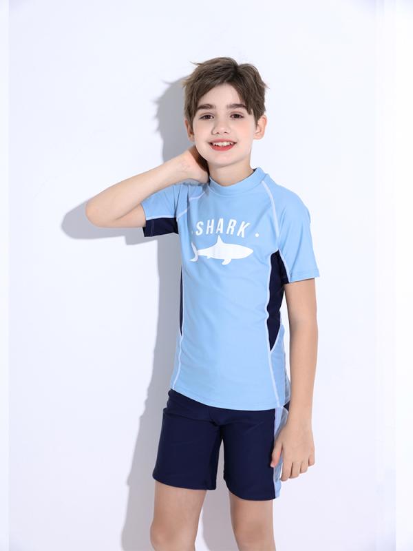 水着 春夏 キッズ ボーイズ セパレート 短袖 大きいサイズ ジュニア 青少年 小学生 中学生 プール 海水浴 ビーチ スイムスーツ スイムウェア 吸湿速乾 軽量 男の子