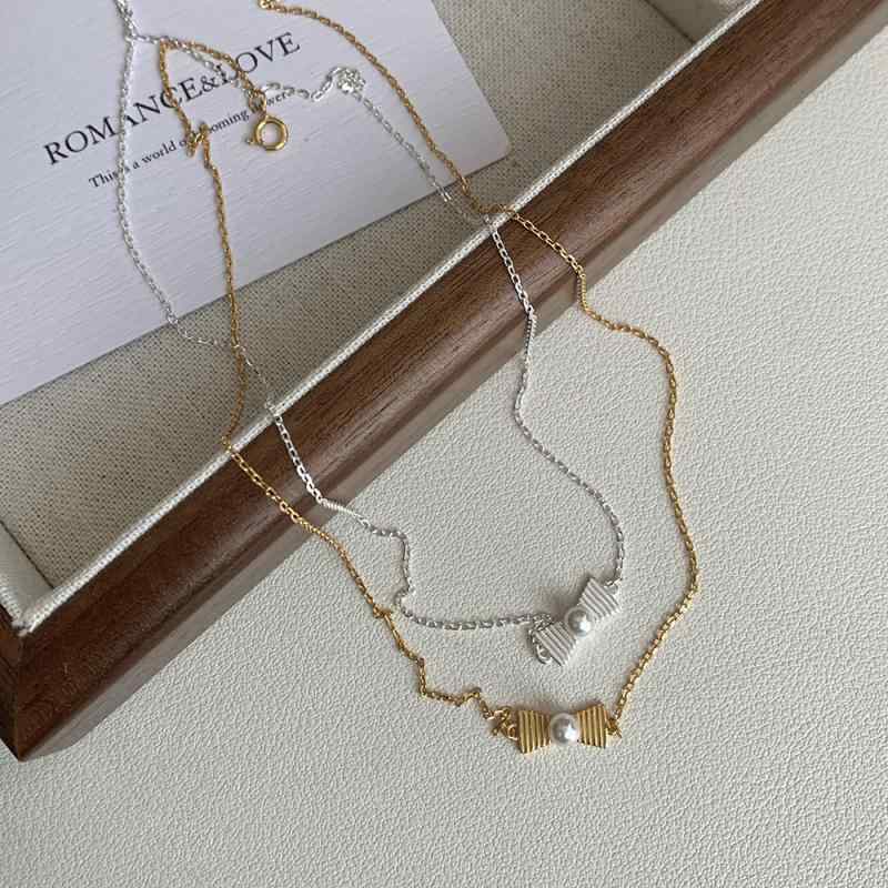 ネックレス レディース 蝶 パール 組み合わせ 925シルバー かわいい 気質 プリンセス 鎖骨チェーン 百搭 アクセサリー ジュエリー 女性用 細身 デザイン