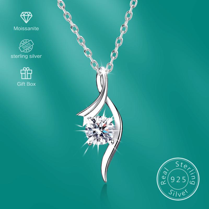 ペンダントネックレス レディース 925シルバー モザナイト 四爪 シンプル 華麗 クラシック デザイン ジュエリー アクセサリー 宝石 チェーン スタイル エレガント