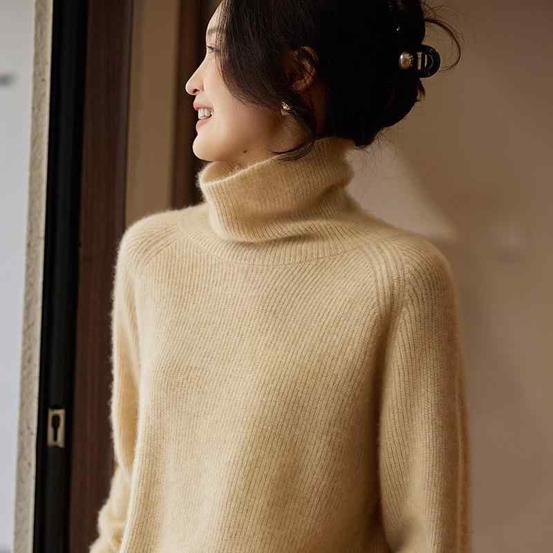 秋冬 編み物スウェーター レディース ハイネック ゆったり ティーシャツ 無地 純絨毛 100% 生あたたかい 肌付き 花の冠yd トップス 通い 通学 ベースレイヤー 羊毛原材料