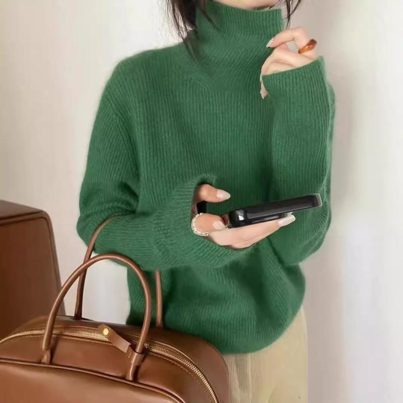 編み物スウェーター レディース 秋冬 タートルネック 朦々たる ゆったり 絨毛 パステル色の 生あたたかい ハイネック ティーシャツ 肌付き トップス 長袖 羊毛 ベースレイヤー 花の冠yd 心地好い