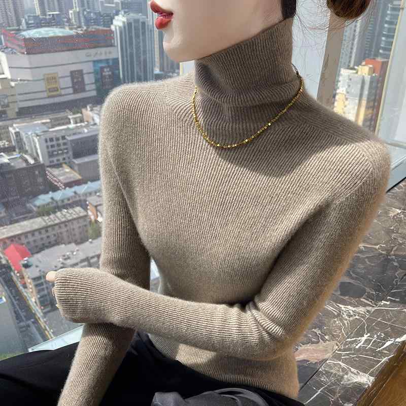編み物スウェーター レディース ハイネック か細い相応う カシミール ティーシャツ シームレス 肌付きプルオーバー 秋冬 生あたたかい 花の冠yd 通い 通学 御部屋着 デイリー