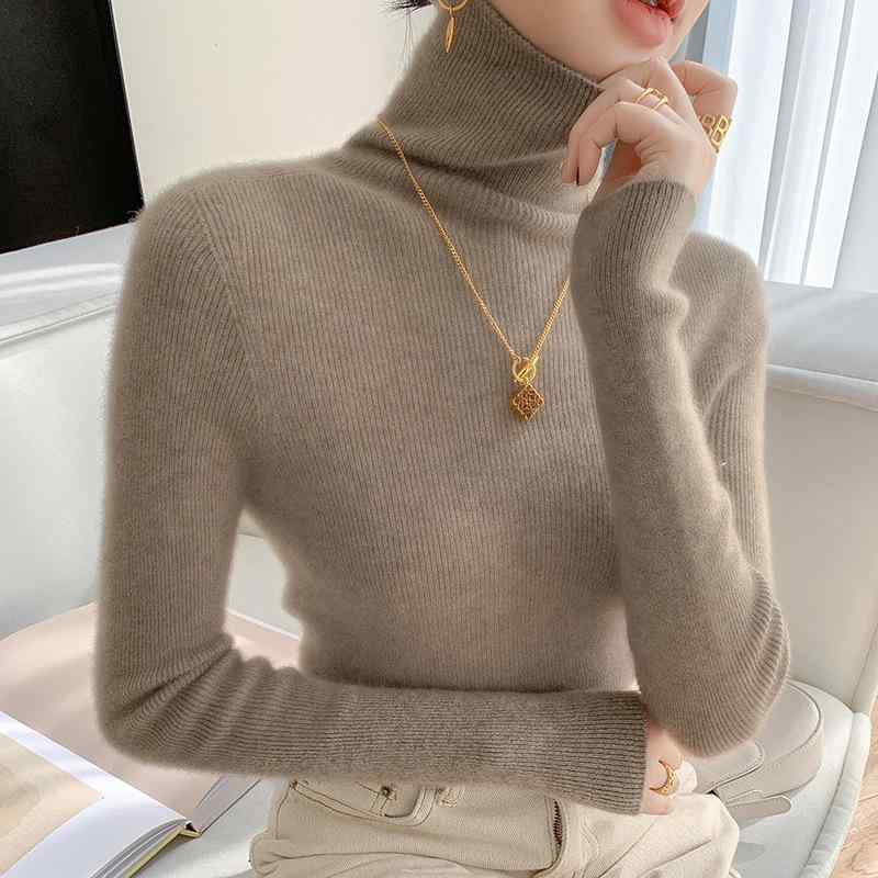 ニットトップス レディース 秋冬 カシミヤ ハイネック か細い相応う シームレス 肌付き 百搭 上半身シェイプ 当たること冷感 吸湿速乾 飛び切り感
