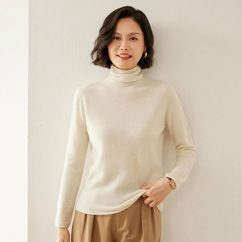 秋冬 レディース カシミール 編み物スウェーター フラウンス色つや 分かりやすい ティーシャツ 肌付き 外穿 全能 生あたたかい 軽さ 吸湿速乾