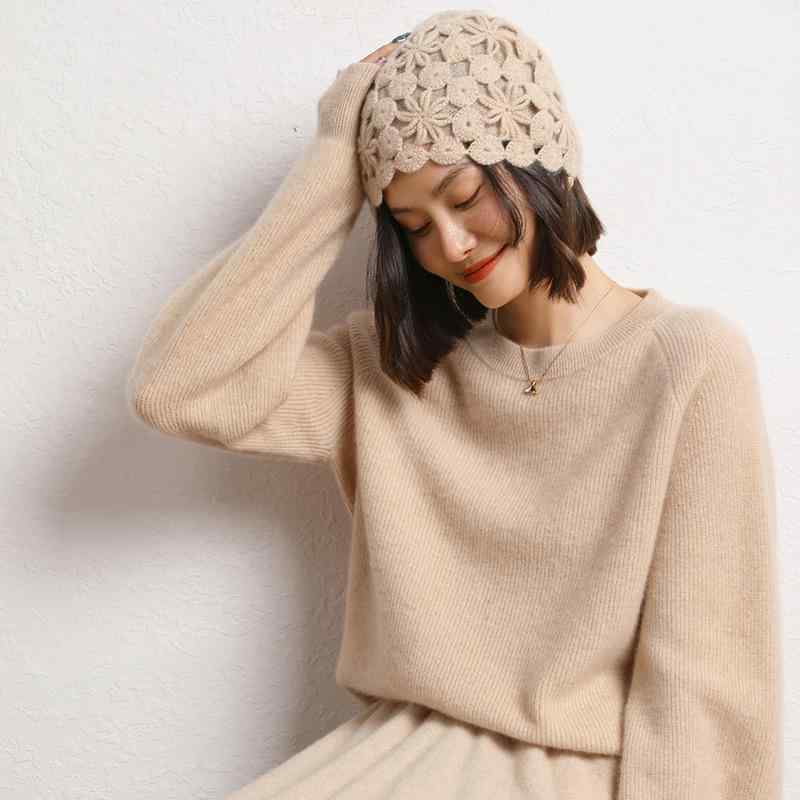 ニット帽 レディース 秋冬 カシミヤ 柔らかい素材 シンプル 単色 クロシェ フラワー 二層 透かし 編み 気質 エレガント 暖かい 防寒 ファッション 日常 スタイル|くらしのセロネ
