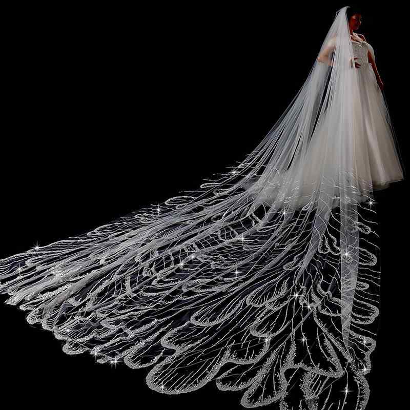 ウェディングベール レディース 韓国式 ロングトレーン キラキラスパンコール 結婚式 ステージ ヘッドドレス フェミニン シャイニー ビーズ付き 長め 仙女風 ブライダル アクセサリー 7,434円
