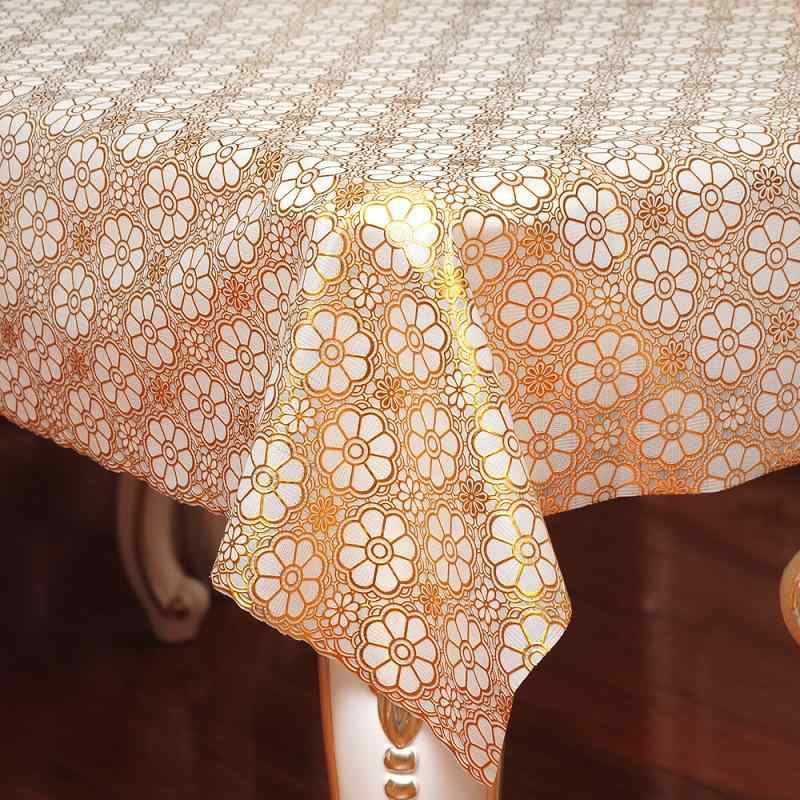 テーブルクロス PVC 欧風 金箔押し ゴールド 防水 防油 耐熱 お手入れ簡単 撥水 汚れ防止 ビニール 軟質 高見え 上品 エレガント ダイニング キッチン 拭き取れる 高級感 華やか