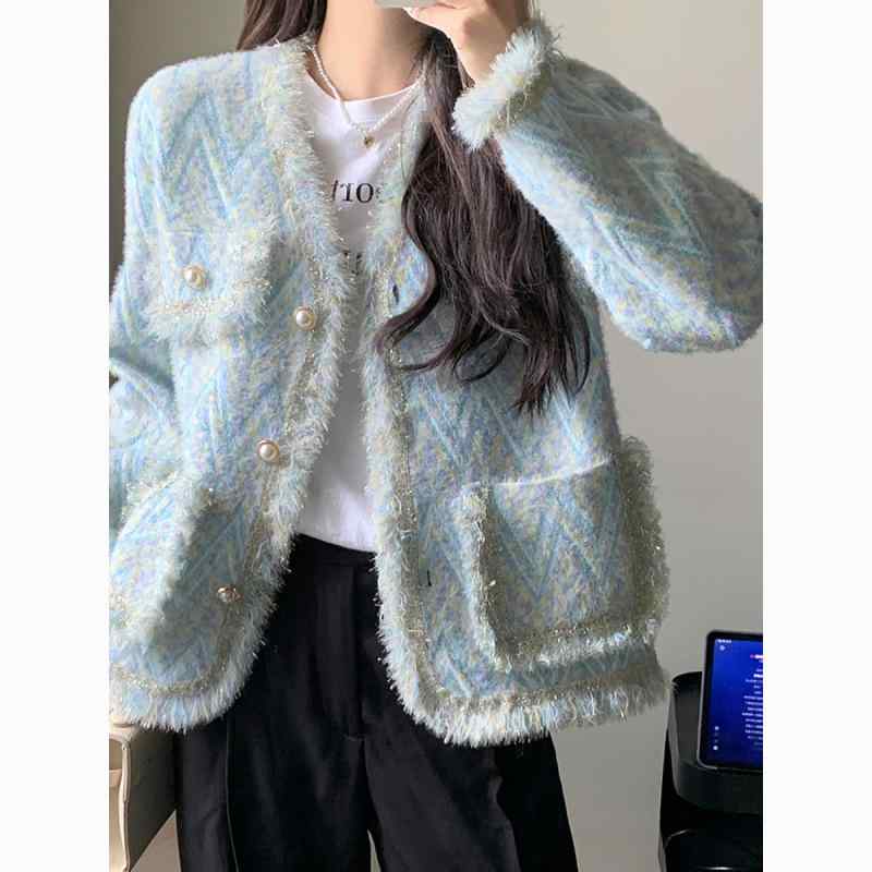 コート レディース 秋冬 韓国風 ファッション モダン スタイリッシュ フリンジ デザイン ファー ジャケット カーディガン 高級感 上品 名媛風 気質 美しい エレガント スタイル