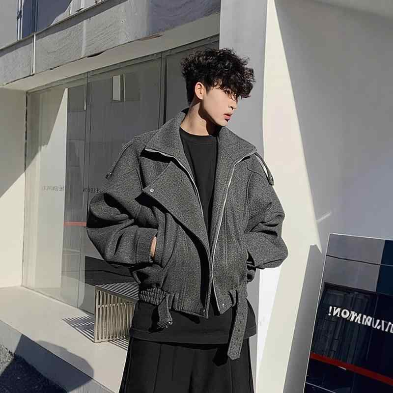 メンズ コート 秋冬 韓国風 ショート丈 ウール 高級感 ワイルド シルエット 綿入れ 野球ジャケット トレンド 男装 棉服 廓形