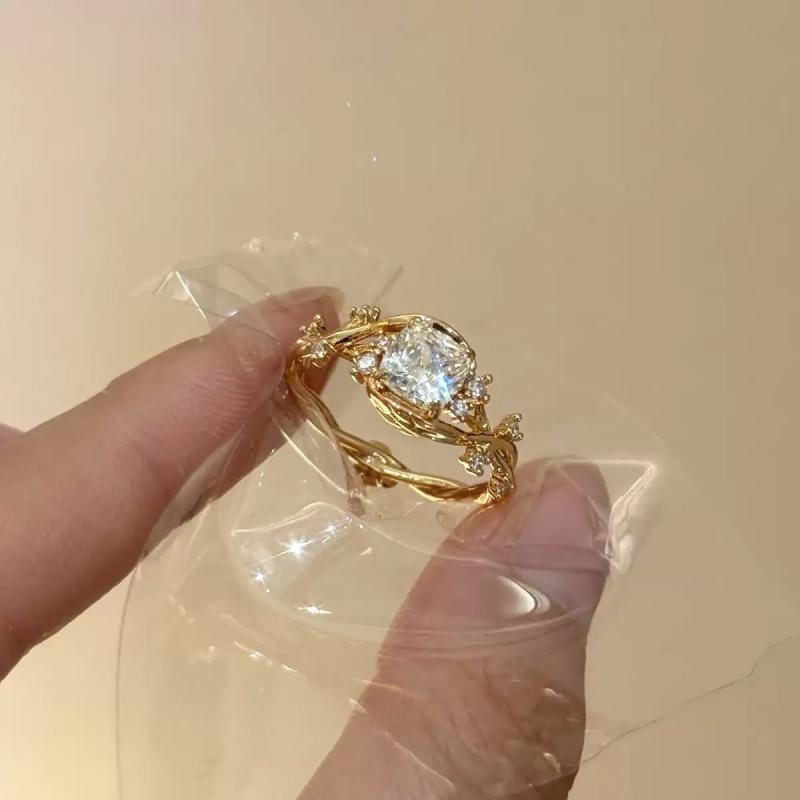 指輪 レディース 925シルバー ジルコニア 花開半夏 藤蔓 デザイン 爆閃 方形 高級感 ニッチ 軽奢