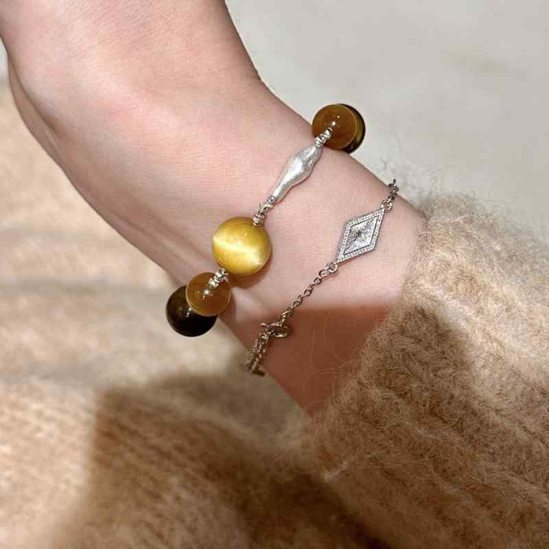 ブレスレット ネックレス レディース 虎眼石 水晶 925シルバー ハンドメイド 繊細 アクセサリー ジュエリー 天然石 アクセント コーディネート アイテム