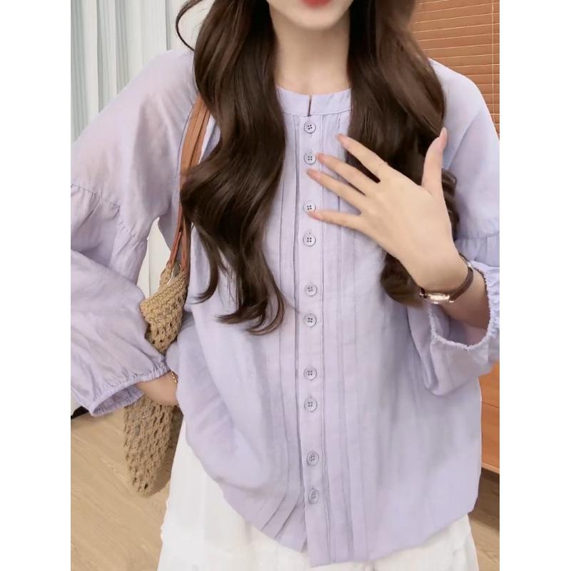 シャツ レディース 春夏 ゆったり シンプル 上品 プリーツ 甘め かわいい 若々しい トップス 外出着 合わせやすい ブラウス フェミニン