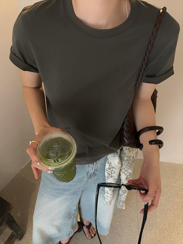 Tシャツ 男女兼用 短袖 速乾 綿 柔らか ニット トップス シンプル ベーシック 丸首 インナー