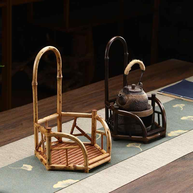 茶道 アクセサリー 竹編み 天然竹 紫竹 囲炉裏 煮茶 ラック 茶架 ?置き 置物 スタンド 茶道具 竹製 インテリア