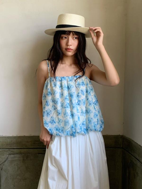 キャミワンピース レディース 春夏 花柄 ゆったり スリム かわいい 爽やか 接触冷感 再生繊維 トップス 吊帯 オフショル ノースリーブ 通勤 通学 部屋着 軽量 吸湿速乾｜くらしのセロネ