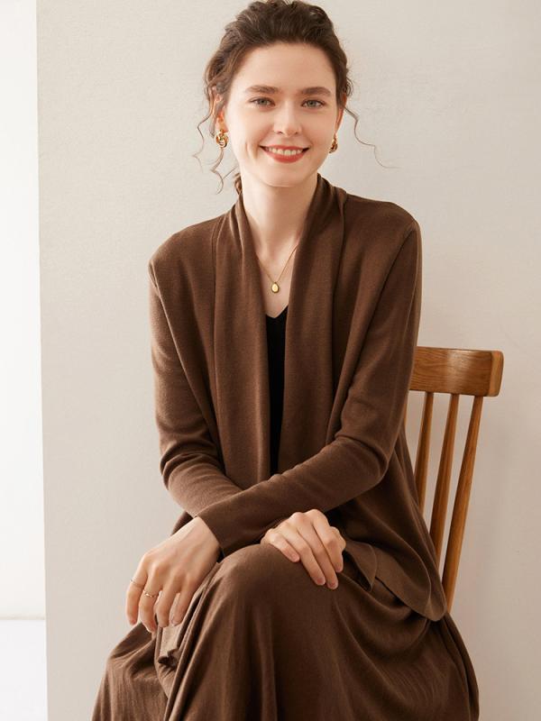 春夏 レディース 薄っぺら 編み物 ジレー 地絹調 カシミヤ調 飛び切り感 肌付き アウター ベースレイヤー 人となり 開衫
