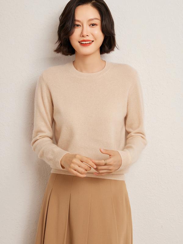 編み物スウェーター レディース 秋冬 カシミヤ ゆったり か細い ラウンド素っ首 肌付き 分かりやすい 今めかしい パステル色の 生あたたかい 飛び切り感 軽さ 好いたらしい