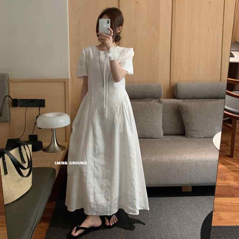 レディース ワンピース リネン 麻 パフスリーブ ロング丈 フレンチスタイル 韓国ファッション デザイン性 上品 高見え 大人可愛い きれいめ デート お出かけ 夏 ナチュラル