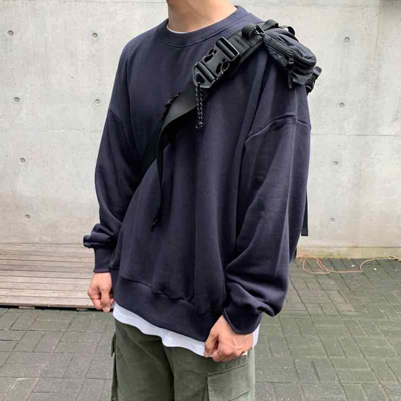 メンズ スウェット クルーネック プルオーバー 長袖 ゆったり ウォッシュ加工 ヴィンテージ風 レトロ 韓国ファッション カジュアル トレンド トップス 秋 ライトアウター