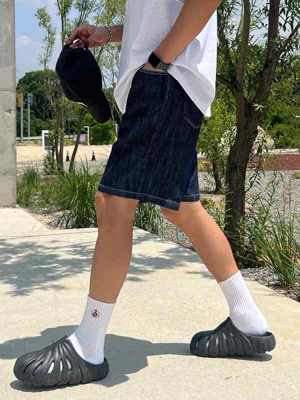 メンズ ハーフパンツ デニム ショートパンツ ゆったり ストレート 5分丈 ジーンズ 短パン 薄手 通気性 カジュアル トレンド 高見え 上品 涼しい 快適 膝丈 ボトムス 夏