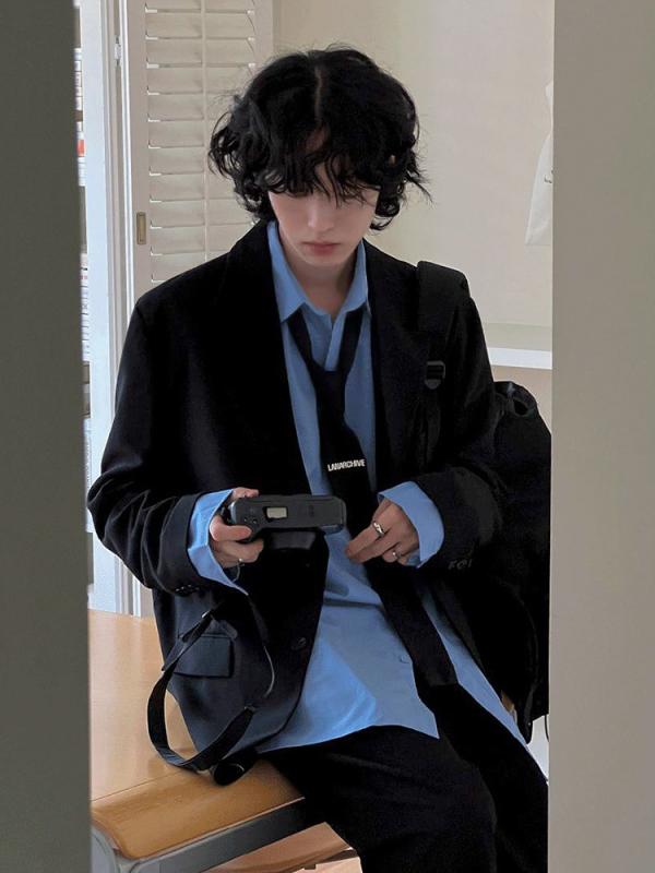 メンズ テーラードジャケット 心地好い プレッピー 学園風 ゆったり DKユニフォーム 韓国流行り物 流行り かっこ良い 好いたらしいめ 通い 通学 学習者 羽織り ライトアウター 秋 メンズファッション-スーツ・セットアップ